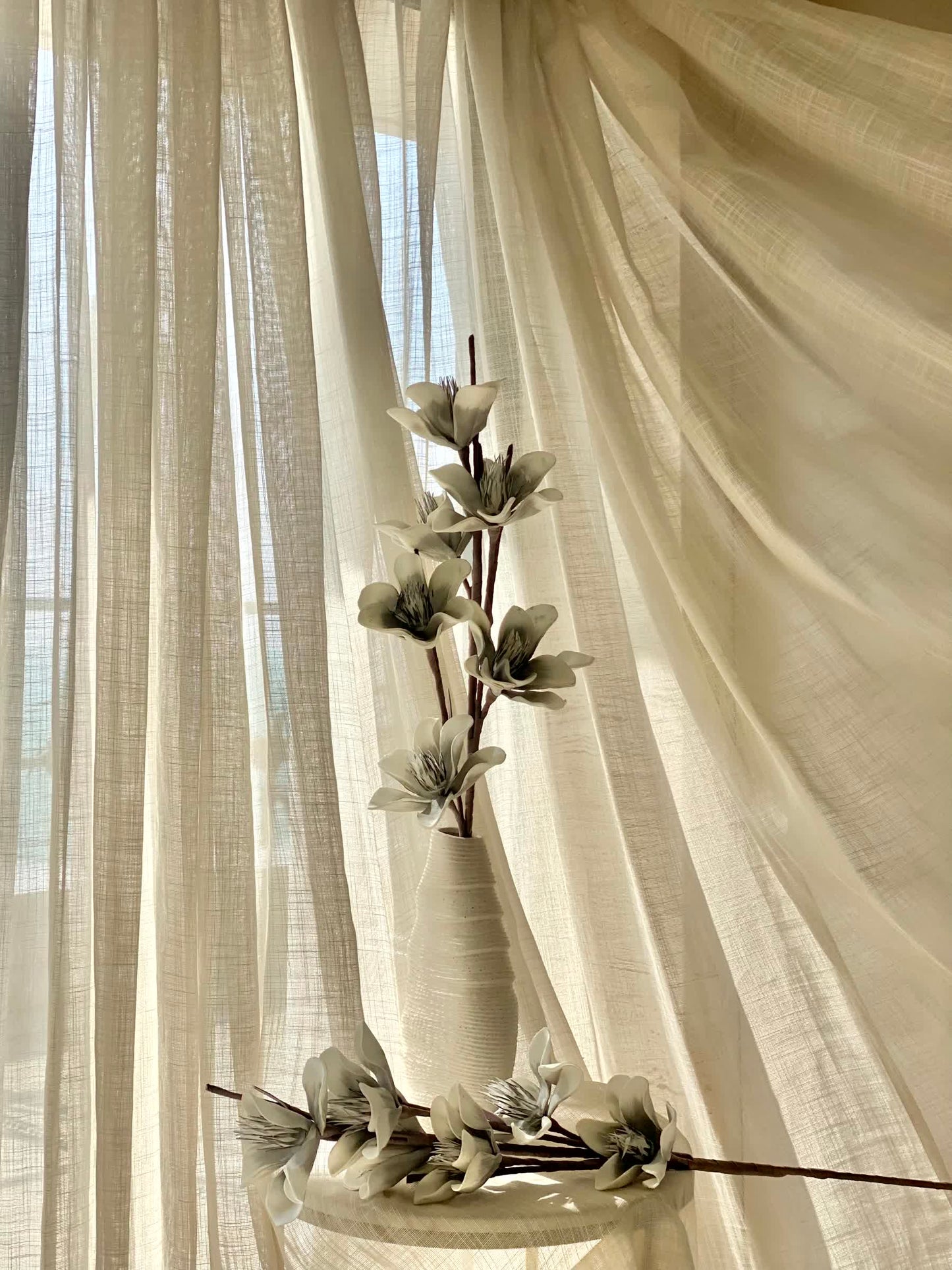 Artificial Lily Magnolia Flower Stem - Grey Ombre (One Stem)