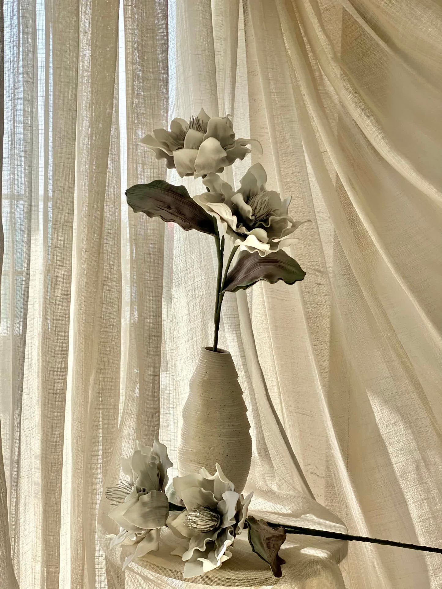 Artificial Dahlia Flower Stem - Grey Ombre (One Stem)