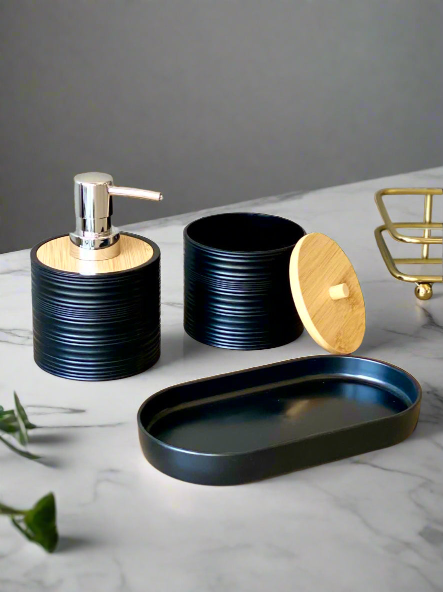 Amun Bathroom Set - Black (Set of 3)