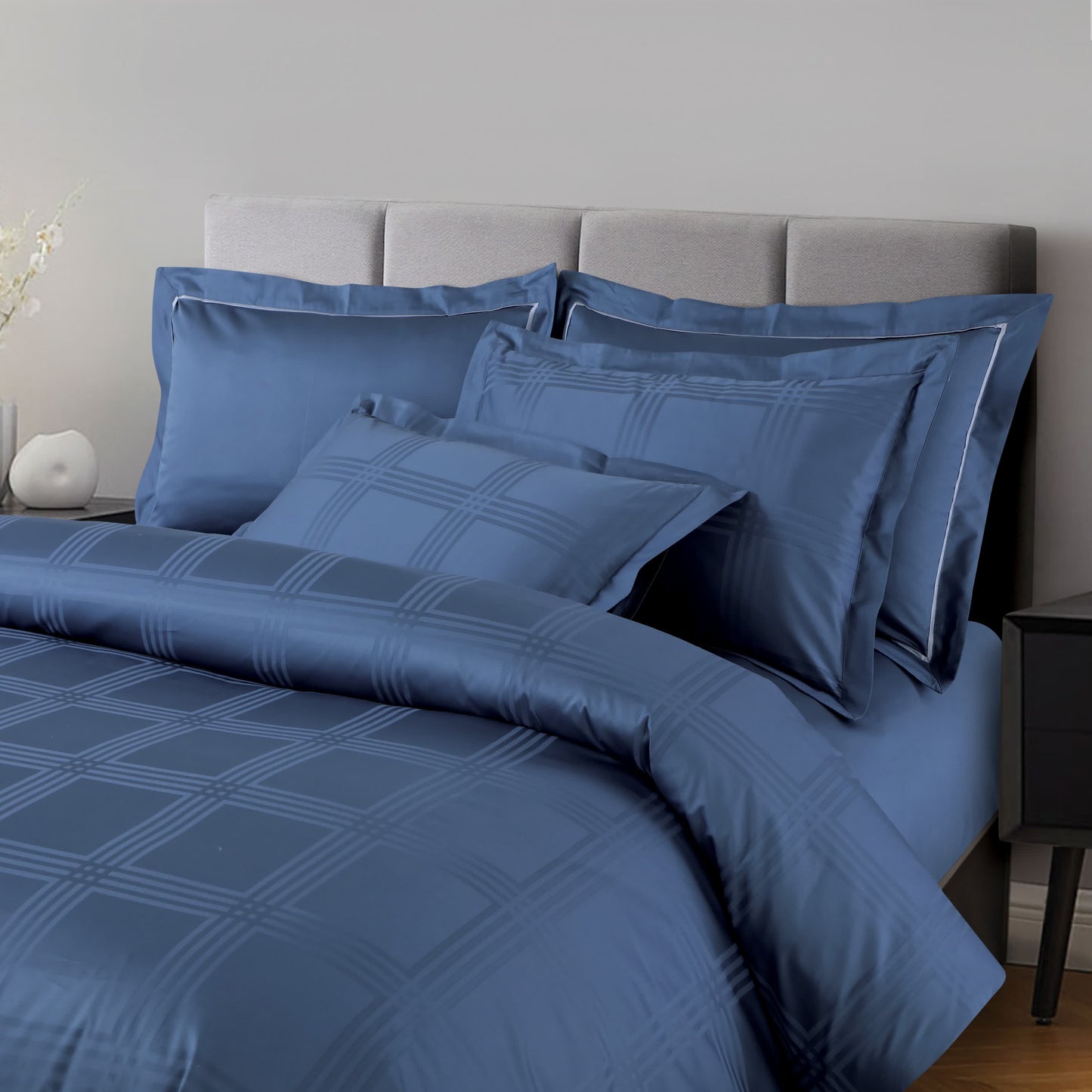 Amalfi Jacquard Duvet Cover Set - Legion Blue