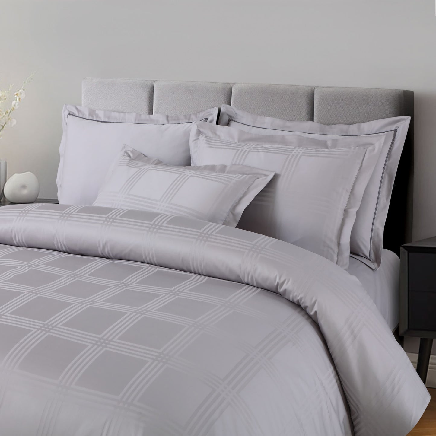 Amalfi Jacquard Duvet Cover Set - Silver Grey