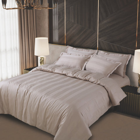 Turin Jacquard Beige Stripes Duvet Cover