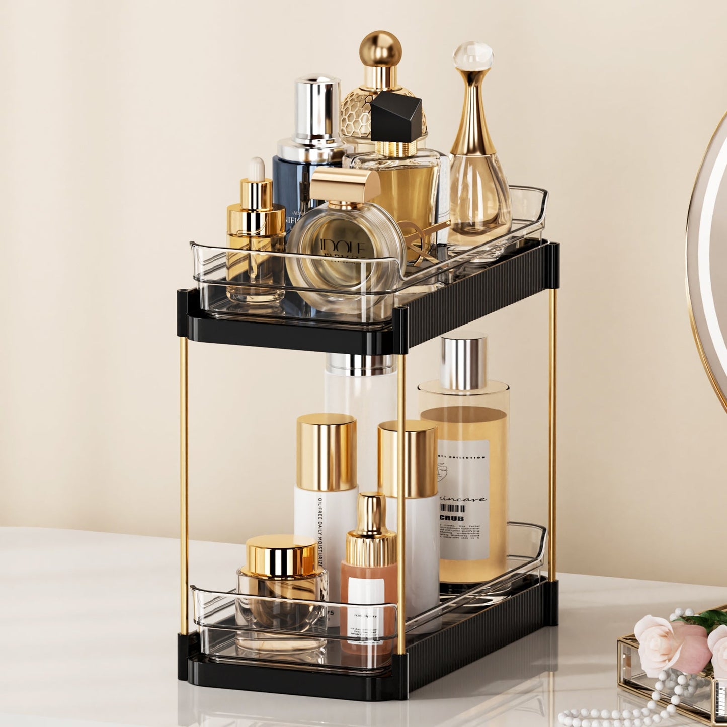 Two Tier Pullout Storage Rack - Black