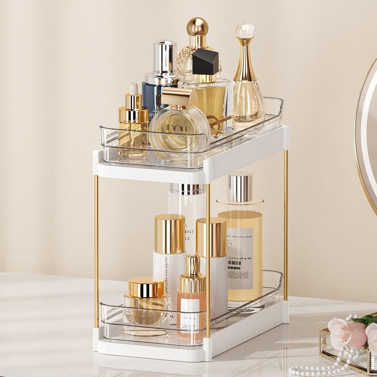 Two Tier Pullout Storage Rack - White