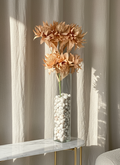Artificial Portea Flower Stem - (One Stem) Light Brown