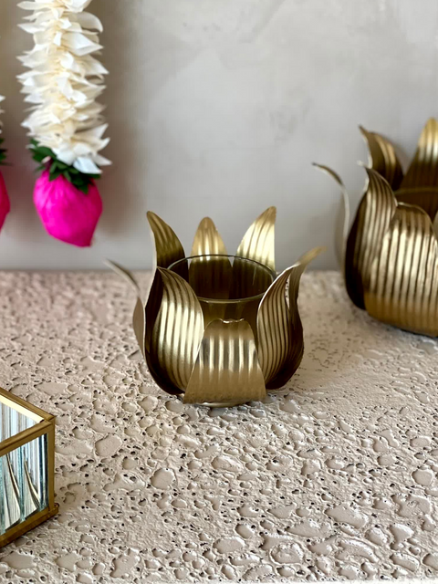 Gold Lotus Diyas