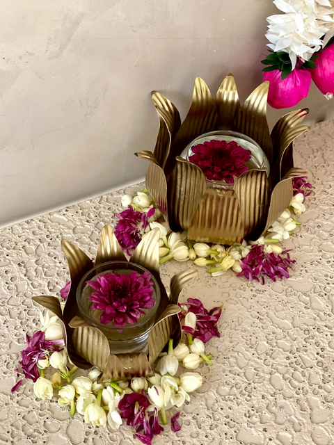 Gold Lotus Diyas