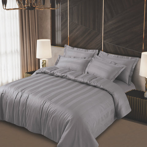 Turin Jacquard Grey Stripes Duvet Cover