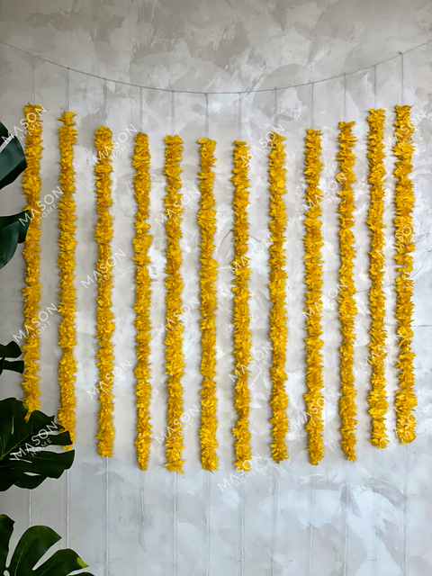 Decorative Artificial Yellow Gajra - Set Of 12 (3 Feet)