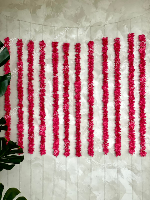 Decorative Artificial Pink Gajra - Set Of 12 (3 Feet)