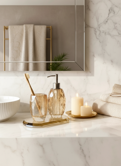 Sundrop Crystal Bathroom Set - Amber (Set of 3)