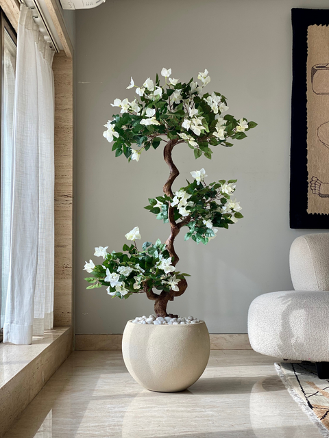 Artificial Twisted White Bougainvillea Tree - 5 Feet