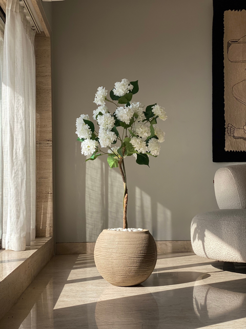 Artificial White Hydrangea Plant  - 4 Feet