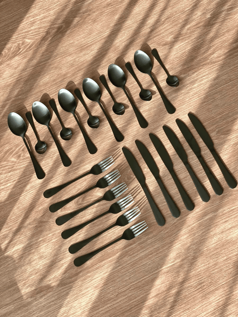 Black Cutlery Set - 24pcs
