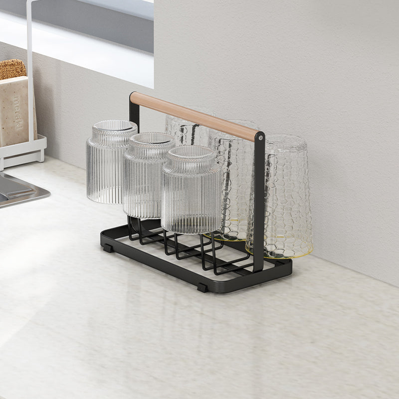 Wooden Handle Glass Holder Black