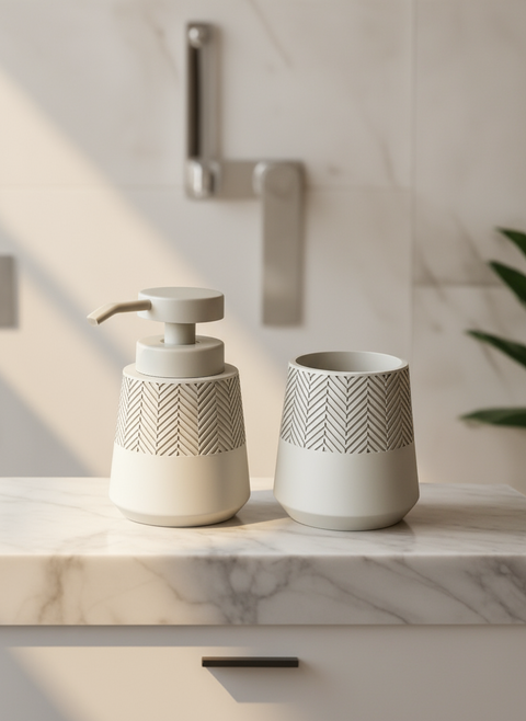 Gypsy Ecru Bathroom Set - Set of 2