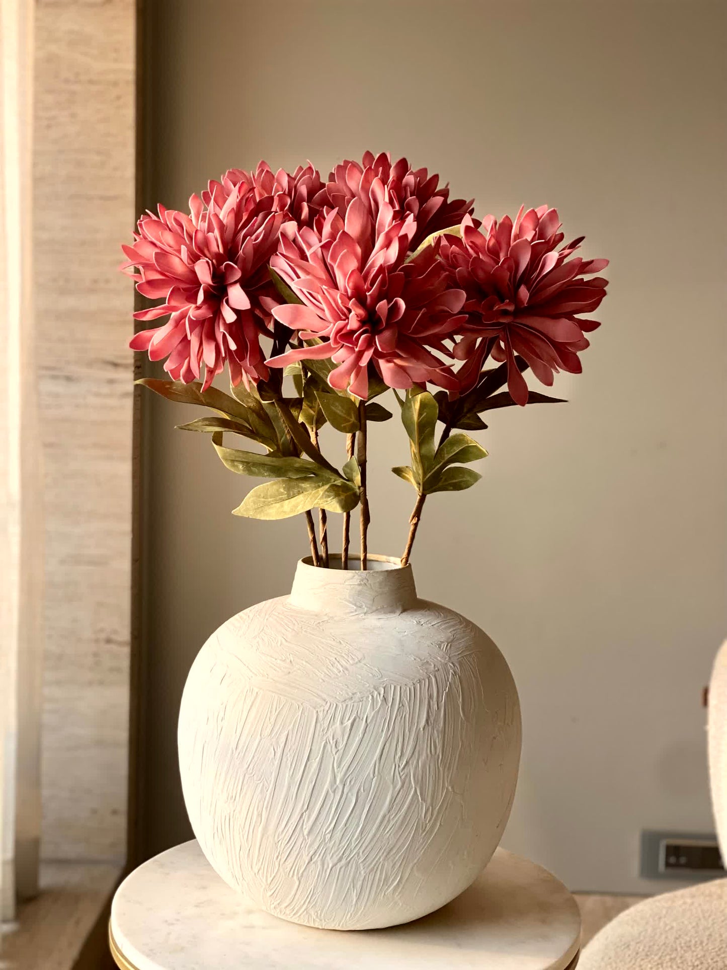 Artificial Dali Dahlia Flower Stem  -  Pink (One Stem)