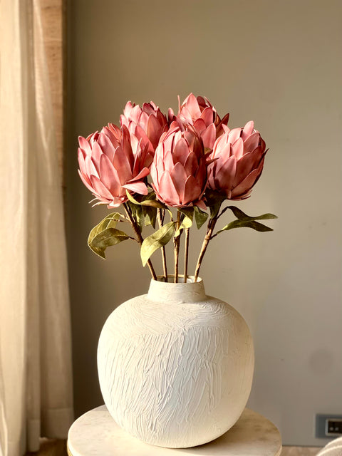 Artificial Protea Flower Stem  -  Pink (One Stem)