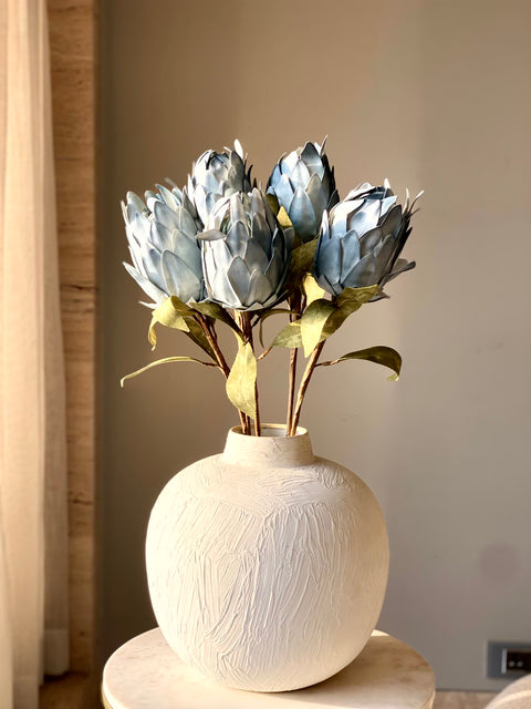 Artificial Protea Flower Stem  -  Blue (One Stem)