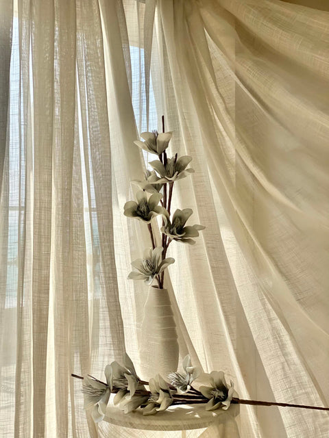 Artificial Lily Magnolia Flower Stem - Grey Ombre (One Stem)
