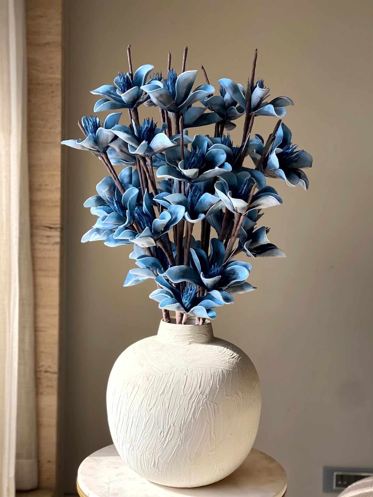 Artificial Lily Magnolia Flower Stem - Blue Ombre (One Stem)