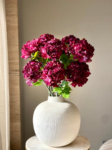 Artificial Mophead Flower Stem -  Magenta Ombre (One Stem)