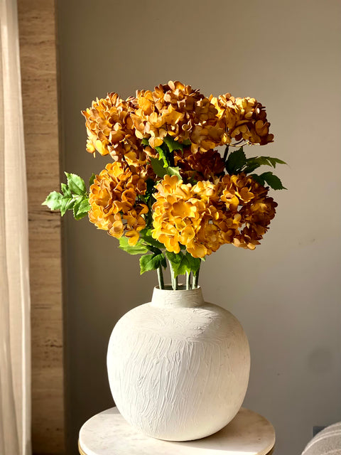 Artificial Mophead Flower Stem -  Amber Ombre (One Stem)