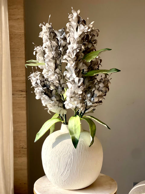 Artificial Madonna Lily Flower Stem - Grey Ombre (One Stem)
