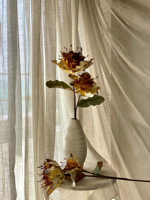 Artificial Rose Bay Flower Stem - Amber Ombre (One Stem)