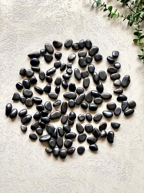Black Tumbled Pebbles - Set of 2