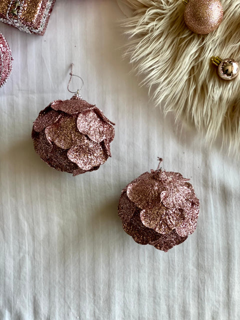 Christmas Pink Bloom Ball - Set of 2