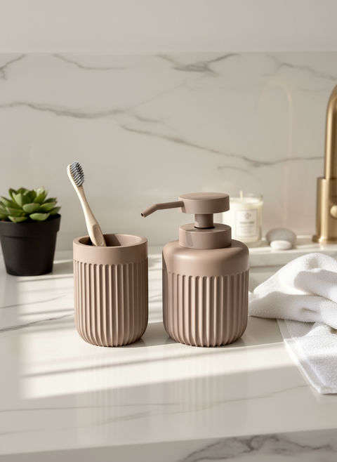 Ripple Bathroom Set - (Brown) Set of 2