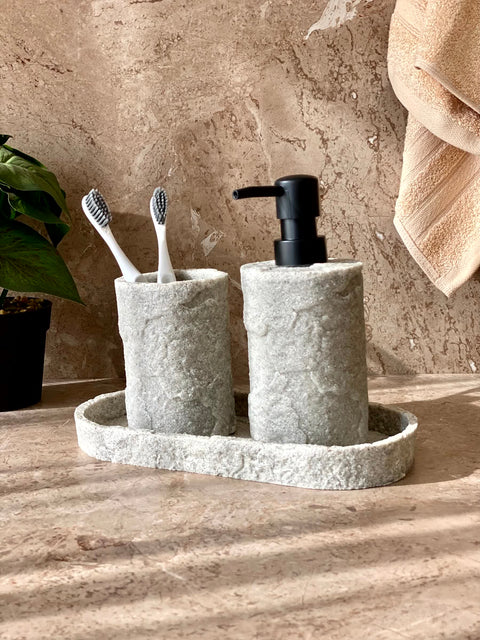 Fossil Bathroom Set - Light Grey (Set of 3)