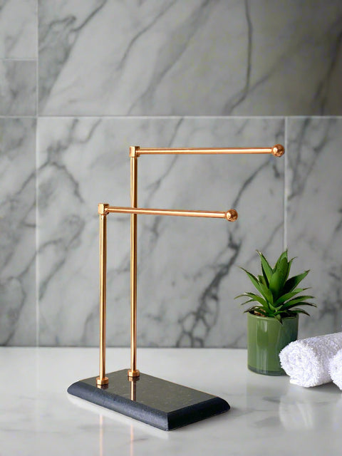 Melrose Hand Towel Stand - Black & Rose Gold