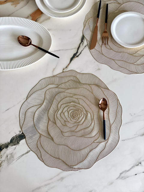 Rose Table Mats - Gold (Set of 6)