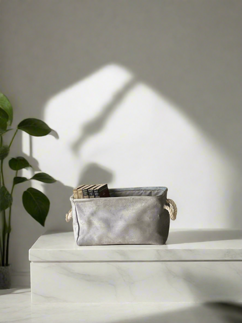 Willow Velvet Basket - Light Grey