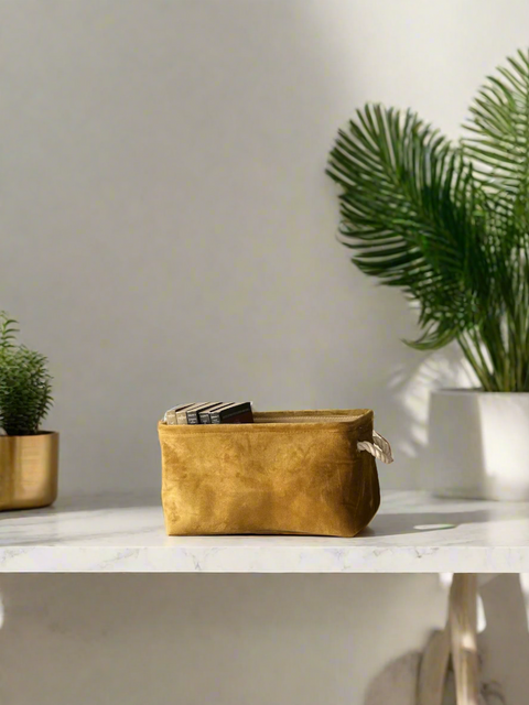Willow Velvet Basket - Mustard