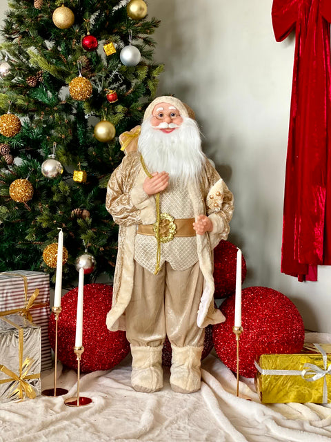 Christmas Jolly Santa Claus - 3 Feet (White and Gold)