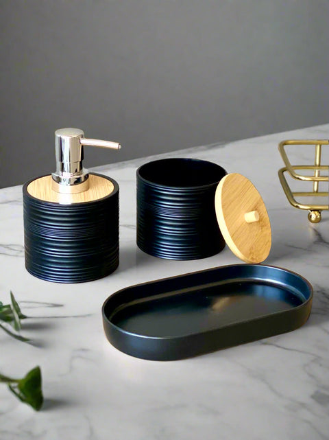 Amun Bathroom Set - Black (Set of 3)