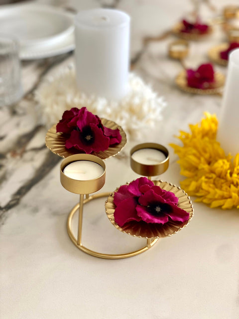 Rustic Lotus Leaf Votive Tray - Small