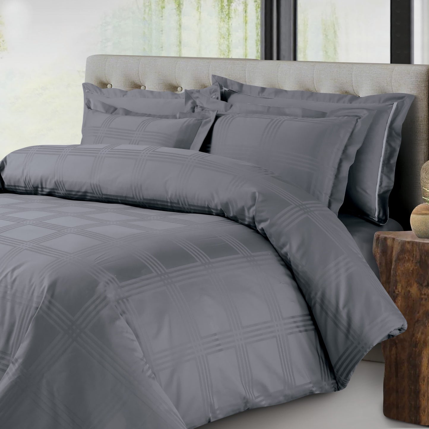 Amalfi Jacquard Duvet Cover Set - Grey