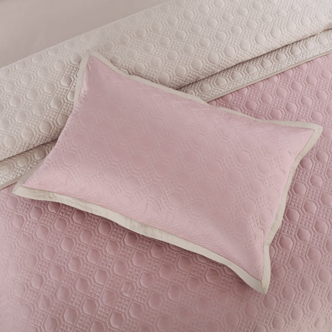 Luxe Reversible Bedspread Set - Blush Pink & Beige