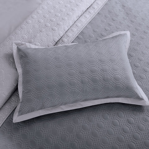 Luxe Reversible Bedspread Set - Grey & Silver Grey