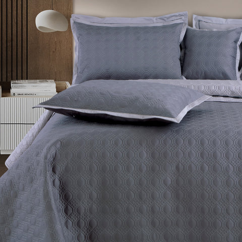 Luxe Bedspread Bedding Set - Grey & Silver Grey