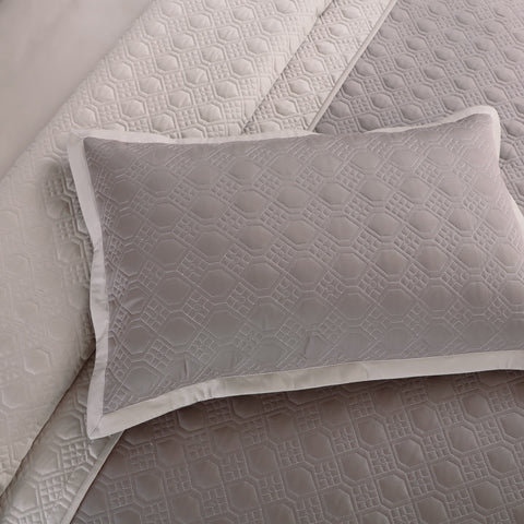 Luxe Reversible Bedspread Set - Taupe & Beige