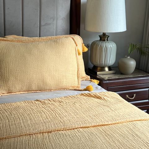 Meraki ButterCup Yellow Woven Bedspread Set