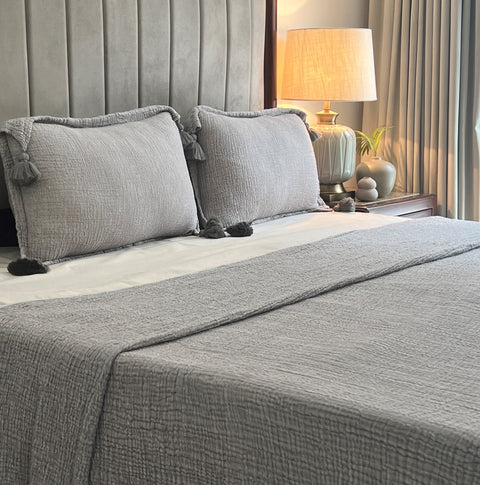 Meraki Slate Woven Bedspread Set