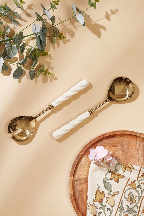 Swirl Ivory Salad Server- Set of 2